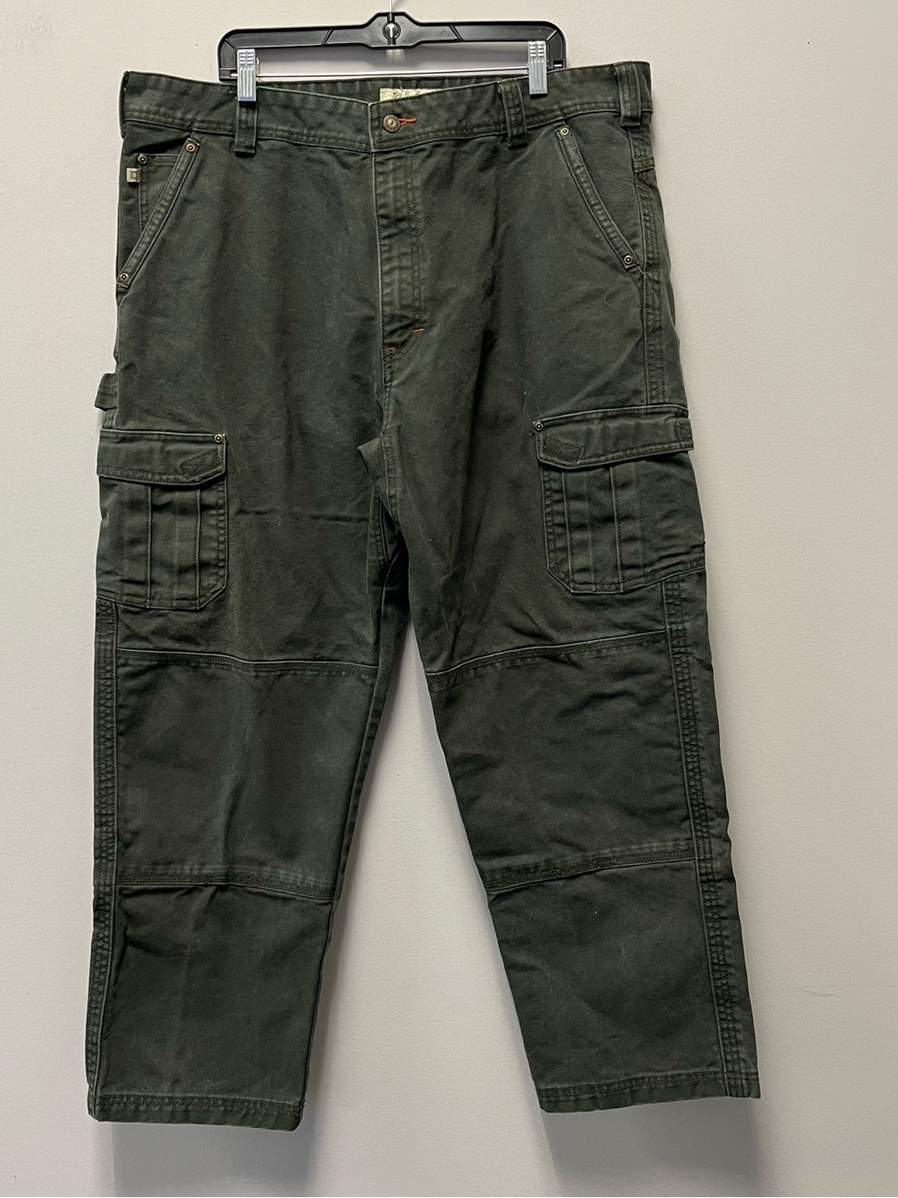 Vintage Cabela’s Cargo Pants Men 42x30 Olive Double Knee Canvas Workwear